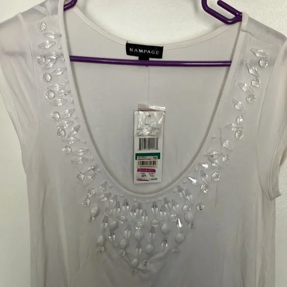 NWT Rampage Shoet Sleeve White top Size L - Picture 2 of 5